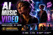create ai video , ai ads and ai music video