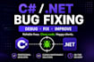 fix bugs and errors in your csharp dotnet application