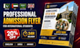 design multilingual admission flyer for students