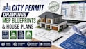 draft city permit drawings, mep blueprints, and house plans