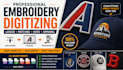 do quick embroidery digitalizing image, logo digitalize in dst, pes, emb, jef