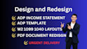 design stubs, w2, 1099 and 1040 document templates layout