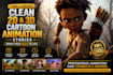 create clean 2d3d cartoon animation stories