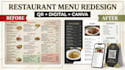 design a restaurant menu, digital menu and qr code menu in canva