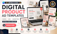 design digital product ad canva templates for ebooks courses and products