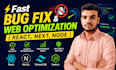 fix react next or node website bugs and performance issues