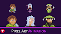 pixel art 8 16bit character for game sprite sheet animation