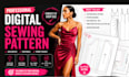 create digital sewing pattern, clothing pattern,  pattern grading garment in PDF