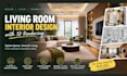 do living room interior design with 3d rendering