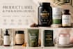 design product label, packaging, supplement label and 3d mockup