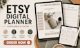 design etsy digital planner, hyperlinked planner and digital journal