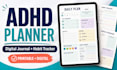 design adhd planner, digital journal and habit tracker
