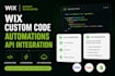 do wix custom code, wix automations, velo api integration