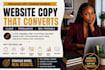 write website copy, landing, sales page copy, SEO website content that convert