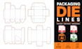 create packaging box dieline, die cut and cut lines template