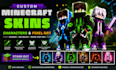 create a custom minecraft skin, character and pixel art