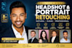 professional headshot editing, portrait retouching and bulk photo edit