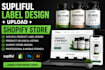 design supliful supplement products label design upload build shopify store