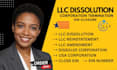 do llc dissolution, llc reinstatement, close ein with irs, llc address change