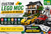 design custom lego moc, 3d lego model with instructions bricklink XML parts