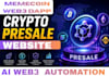 build token launch, memecoin presale website, web3 dapp, wallet, blockchain app