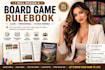 design a clear board game rulebook, card game rules and tabletop manual