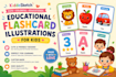 create cute educational flashcard illustrations for kids