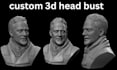 sculpt a realistic 3d head model, bust, or portrait for printing