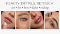 professionally retouch eyes, lips, brows and lashes