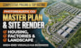 create photorealistic 3d residential master plan and landscape site plan