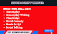 do movie script writing, screenplay, film script, tv pilot