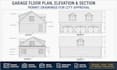 create garage floor plans, elevations and sections for city permit approval