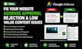 fix your website adsense approval rejection and low value content issue