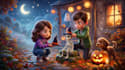 draw 3d halloween children book illustration