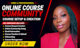 set up skool community, course creation, curriculum and course content
