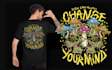 create retro hippie mushroom logo psychedelic t shirt design