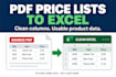 convert PDF price lists and product catalogs to excel