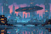 create a stunning sci fi city concept art and cyberpunk landscape