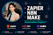 setup zapier, make automation, webhooks, API integration and monday com