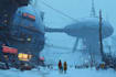 create futuristic cyberpunk city art and sci fi environments