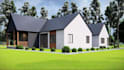 create modern gabled house plan, UK farmhouse rendering, suburban home elevation