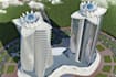 rebuild high rise apartment, building concept 3d render, waterfront property cgi