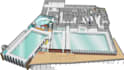 design pool and landscape with 3d rendering and layout plan