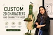 create custom 2d character design and character sheet