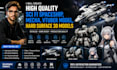 create high quality sci fi spaceship, mecha, vtuber mode, hard surface 3d model