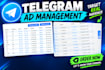 setup telegram ad, drive 50k VIP users telegram ad, optimize, manage telegram ad