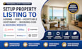 setup property listing to airbnb, vrbo hospitable, hostaway booking website