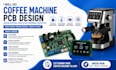 do coffee machine pcb design, heater control, pump and mcu firmware, prototype