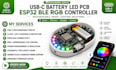 do usb c battery led pcb, esp32 ble rgb controller, rechargeable smart lighting