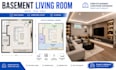 design basement living room conversion with space planning, layout and 3d design